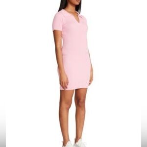 BB Dakota Steve Madden Pink ribbed collared mini dress